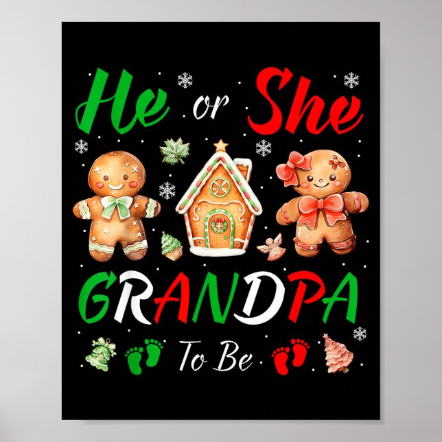 Christmas Gingerbread Gender Reveal He Or She Gran Poster (Front)