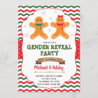 Christmas Gingerbread Gender Reveal Invitation