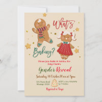 Christmas Gingerbread Gender Reveal Invitation