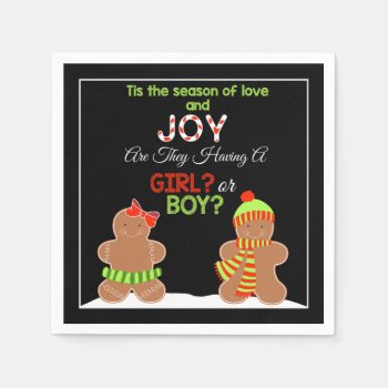Christmas Gingerbread Gender Reveal Napkins by AshleysPaperTrail at Zazzle
