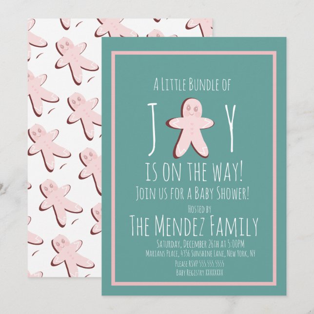 Christmas Gingerbread Girl Baby Shower Invitation (Front/Back)