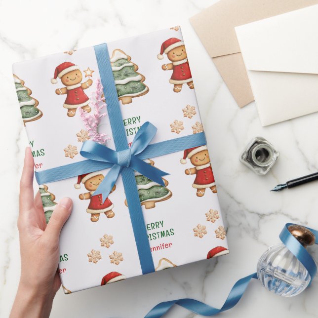 Christmas Gingerbread Girl Personalized Wrapping Paper (Gifting)