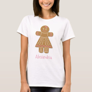 Christmas Gingerbread Girl Pink Add Your Name T-Shirt