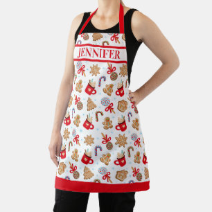 Christmas Gingerbread Holiday Baking Custom Name Apron