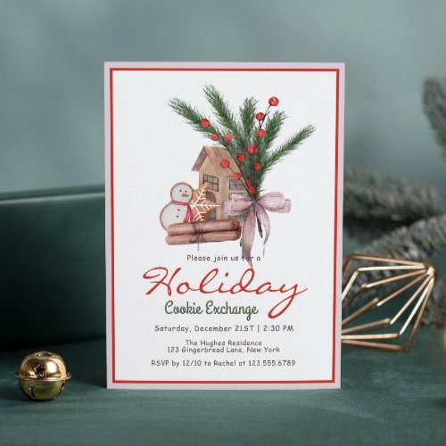 Christmas Gingerbread Holiday Cookie Exchange Invitation
