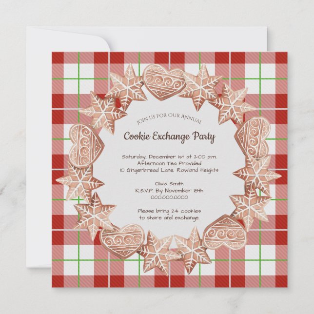 Christmas Gingerbread Holiday Cookie Exchange Invitation (Front)