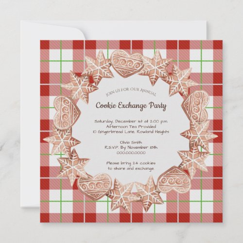 Christmas Gingerbread Holiday Cookie Exchange Invitation