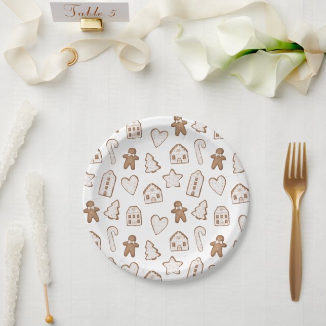 Christmas gingerbread holiday cookies paper plates (Wedding)