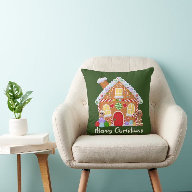 Christmas Gingerbread Holiday house pillow (Chair)