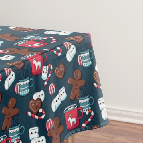 Christmas Gingerbread Hot Chocolate Peppermint  Tablecloth