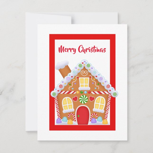 Christmas gingerbread house add message card (Front)
