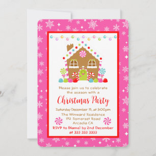 Christmas Gingerbread House and Lights Invitation