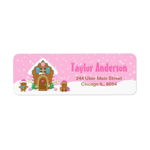 Christmas Gingerbread House Bright Pink Label