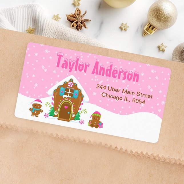 Christmas Gingerbread House Bright Pink Label (Creator Uploaded)