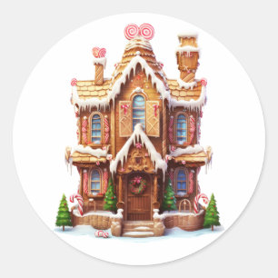 Christmas gingerbread house classic round sticker
