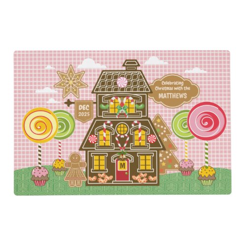 Christmas Gingerbread House Cookie Candy Lollipop Placemat