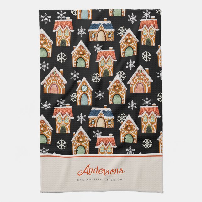Christmas Gingerbread House Cookie Kitchen Towel (Vertical)