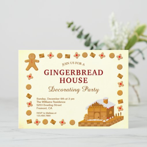 Christmas Gingerbread House Decorating Party Invitation | Zazzle