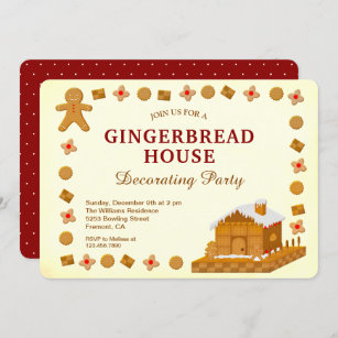 Christmas Gingerbread House Decorating Party Invitation