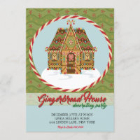 Christmas Gingerbread House Decorating Party Invitation