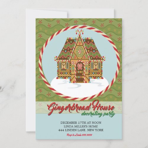 Christmas Gingerbread House Decorating Party Invitation