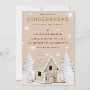 Christmas Gingerbread House Decorating Party Invitation