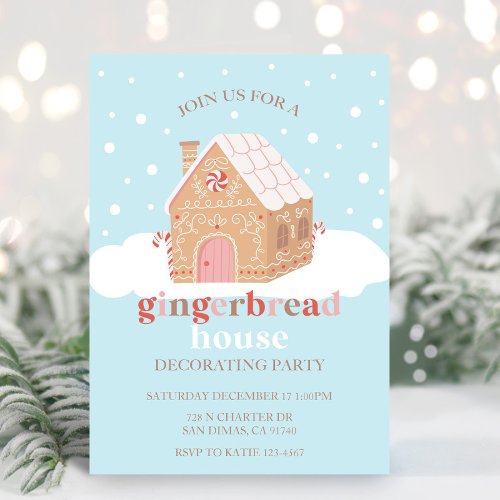 Christmas Gingerbread House Decorating Party Invitation