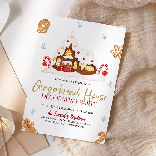 Christmas Gingerbread House Decorating Party Invitation