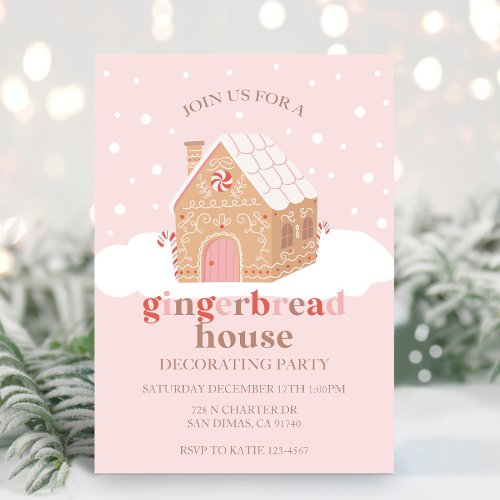 Christmas Gingerbread House Decorating Party Invitation