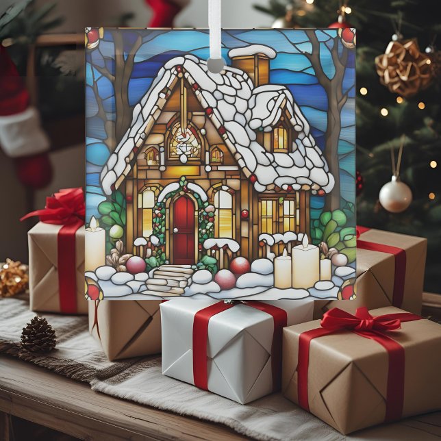 Christmas Gingerbread House Faux Stained Glass Ornament (Creator Uploaded)