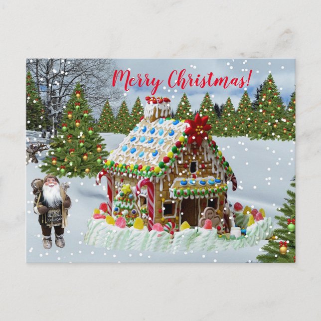 Christmas Gingerbread House Holiday Postcard (Front)