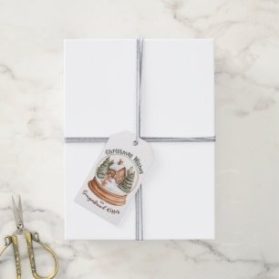 Christmas Gingerbread House Holiday Snow Globe Gift Tags
