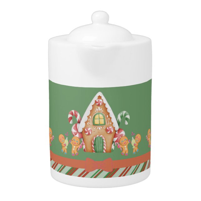 Christmas Gingerbread House Hot Chocolate Pot Teap Teapot (Front)