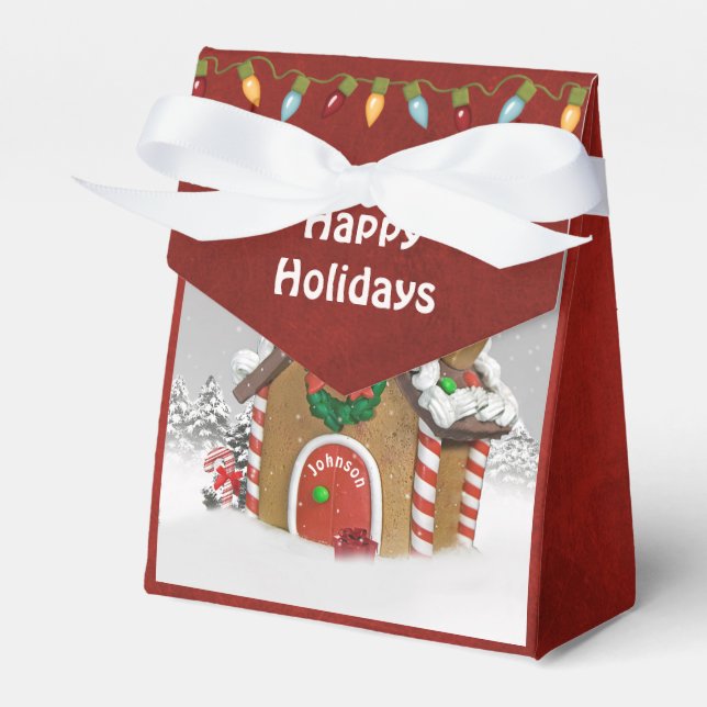 Christmas Gingerbread House in snow Favor Boxes (Front Side)