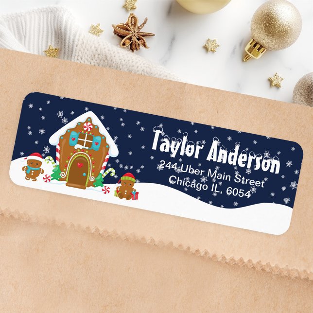 Christmas Gingerbread House Navy and Red Label (Creator Uploaded)