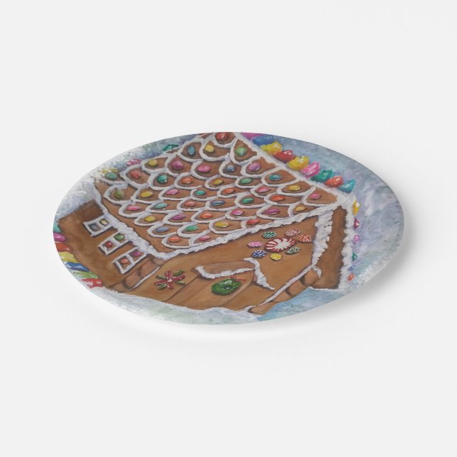 Christmas Gingerbread House Paper Plates (Angled)
