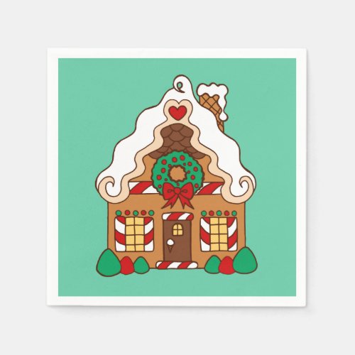 Christmas Gingerbread House Party Dinner Paper Napkins