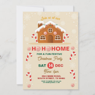 Christmas Gingerbread House Party Ho Ho Ho Invitation