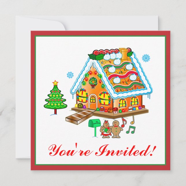 Christmas Gingerbread House Party Invitation (Front)