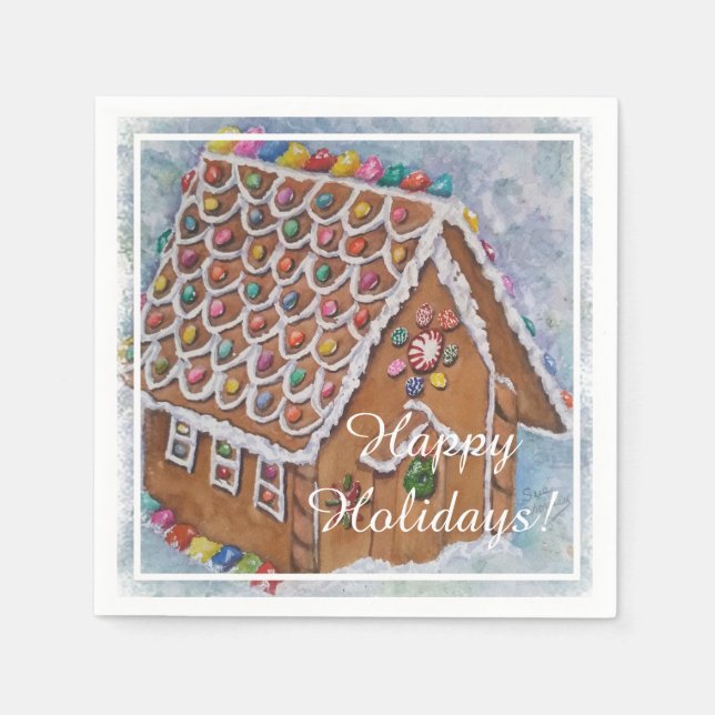 Christmas Gingerbread House Party Napkins (Front)
