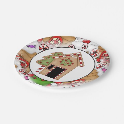 Christmas Gingerbread House party paper plate