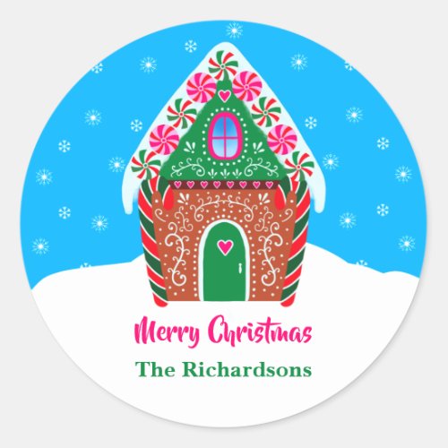 Christmas Gingerbread House Personalized Classic Round Sticker