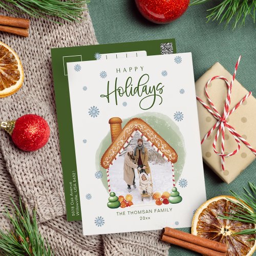 Christmas Gingerbread House Photo Holiday Postcard