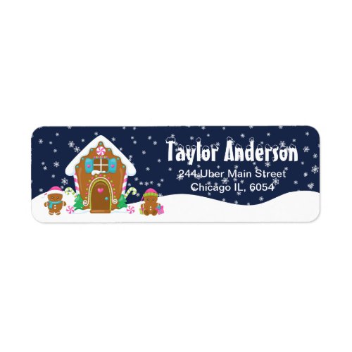 Christmas Gingerbread House Pink and Navy Label