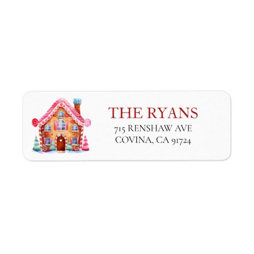 Christmas Gingerbread House Return Address Cards Label