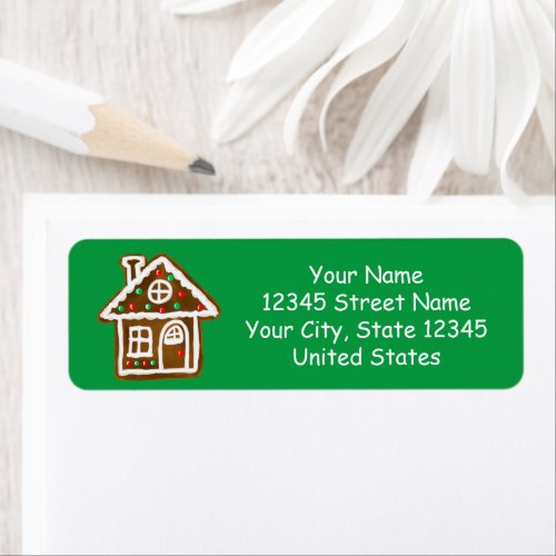 Christmas gingerbread house return address labels