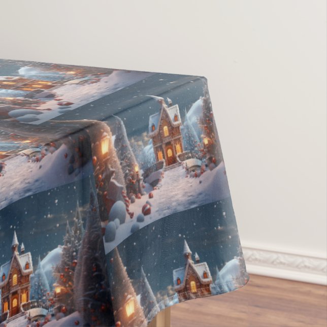Christmas Gingerbread House Starry Night Tablecloth (In Situ)