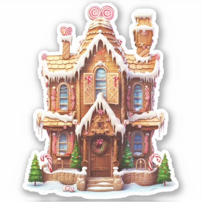 Christmas gingerbread house sticker (Front)