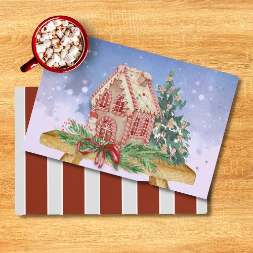 Christmas Gingerbread House Watercolor Laminated Placemat