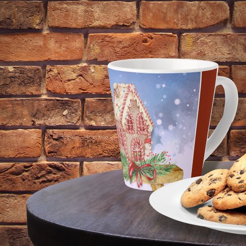 Christmas Gingerbread House Watercolor Latte Mug